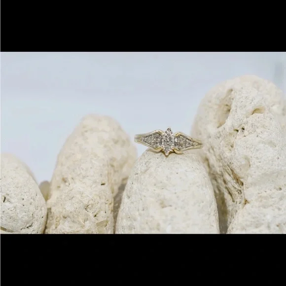 14k Gold - Silver Fill- Engagement Promise Ring - 1/10 CT White Diamond - Size 7 - Picture 12 of 15